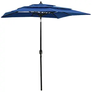 Berkfield 3-Tier Parasol with Aluminium Pole Azure Blue 2x2 m