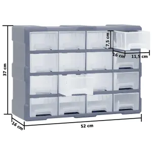 Berkfield Multi-drawer Organiser with 16 Middle Drawers 52x16x37 cm