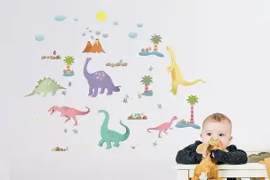 Walplus Wall Stickers Decal Wall Art Happy Dinosaurs Kid Diy Nursery Room Kids Sticker PVC Multicoloured