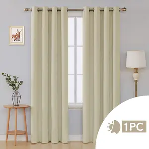 Polyester Blackout Grommet / Eyelet Door Curtain Panel Beige / 132 W x 274 D cm