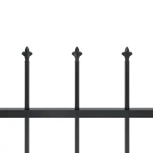 Berkfield Garden Fence with Spear Top Steel 3.4x1.2 m Black