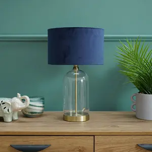 Glass Desk Lamp Gold / Navy