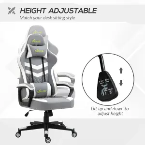 Vinsetto Racing Gaming Chair w/ Lumbar Support, Gamer Office Chair, Grey White