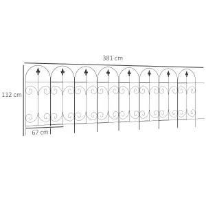 Outsunny Decorative Garden Fencing, 8PCs 44in x 12.5ft