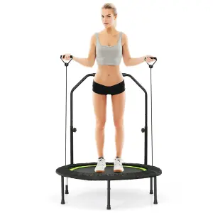 Costway 40" Mini Trampoline Foldable Fitness Trampoline with Height Adjustable Handle