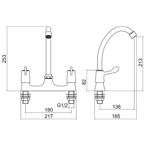 Two Handle Lever Taps Deck Sink Mixer Modern Chrome Round Kitchen Bathroom