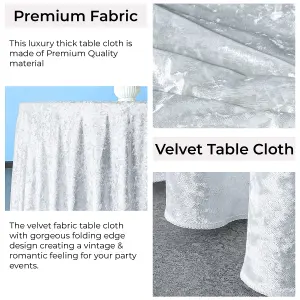 Diamond Velvet Round Tablecloth, White , 70 Inch