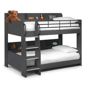 Abby Single (3') Standard Bunk Bed with Bookcase Anthracite