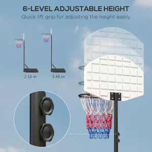 SPORTNOW Adjustable Basketball Stand Net Set System with Wheels, 179-209cm