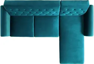 Hanney Chesterfield Chaise Sofa Bed In Teal Velvet, Corner Sofa Bed - Daals - Sofa Beds