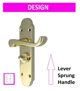 Epsom Door Handle Bath Privacy Lock + Tubular Latch Scroll Lever - Brass