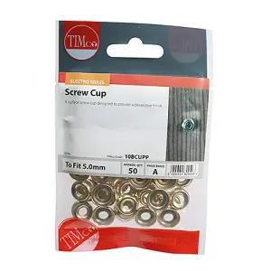 TIMCO Screw Cups Electro Brass - To fit 10 Gauge Screws