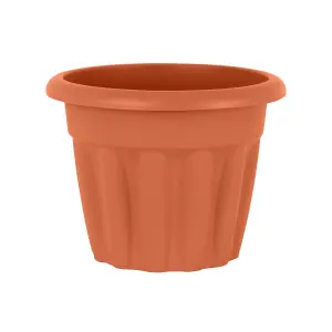 Wham 4x Vista Terracotta Plastic Planter, Round Garden Plant Pot, Small Floor Pot (33cm, 12L, Pack of 4)