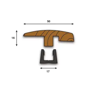 Woodline WST18 Step Twin Door Bar Threshold 900mm - Unfinished Oak