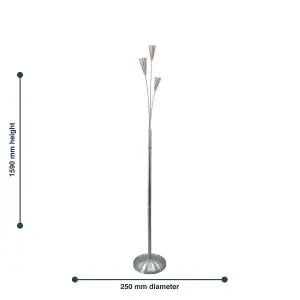 First Choice Lighting Bally Satin Nickel with Alabaster Shades Floor Lamp