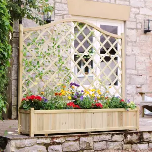 Zest York Wooden Rectangular Garden Planter & Lattice Trellis