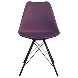 Soho Aubergine Plastic Dining Chair with Black Metal Legs