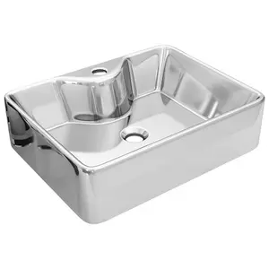 Berkfield Wash Basin with Faucet Hole 48x37x13.5 cm Ceramic Silver