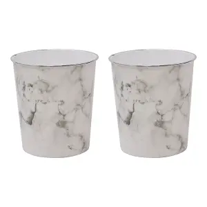 JVL Small Marble Waste Paper Bins, 24.5cmx26.5cm, Set of 2