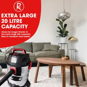 RocwooD 20L Wet And Dry Corded Vacuum Cleaner 1300W