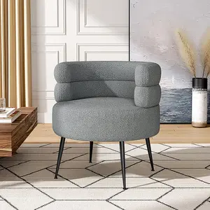 Curved Upholstered Single Sofa Accent Chair Armchair with Metal Legs