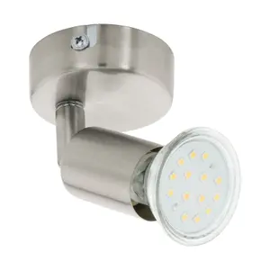 Wall 1 Spot Light Colour Satin Nickel Steel Shade Bulb GU10 1x3W Included