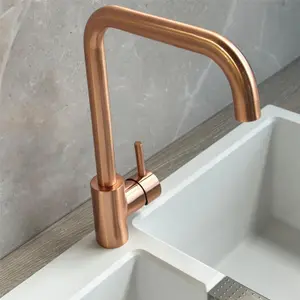 Liquida W10CP D-Shape Swivel Spout Single Lever Copper Kitchen Mixer Tap