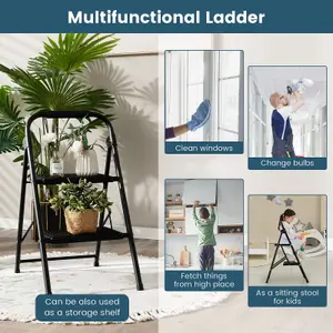 Costway Folding 2 Step Ladder Heavy Duty Safety Anti-Slip Stool Portable Step Stool