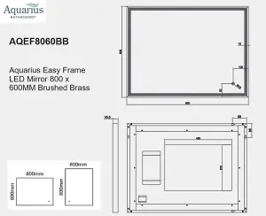 Aquarius Easy Frame LED Mirror 800 x 600MM Brushed Brass