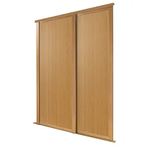 Panel Shaker Natural oak effect 2 door Sliding Wardrobe Door kit (H)2223mm (W)914mm