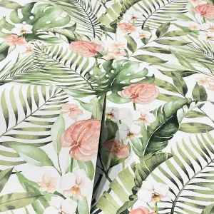 Tropical Floral Pink & Green Wallpaper