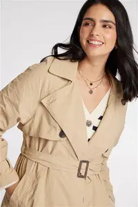 Brave Soul Tan - Trench Style Coat, Size: 8