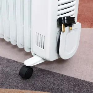 HOMCOM 2500W Oil Filled Portable Radiator Heater w/ Remote Control - White