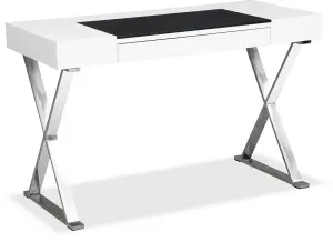 Centurion Supports ADONIS Gloss White and Chrome Ergonomic Home Office Luxury Computer Desk