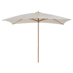 Outsunny Wooden Garden Parasol Sun Shade Patio Umbrella Canopy Cream White