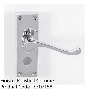 Victorian Scroll Bathroom Latch Door Handle - Polished Chrome Lever On Backplate