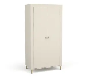 Mossa Elegant Hinged Door Wardrobe in Cashmere & Oak - W970mm x H1930mm x D560mm