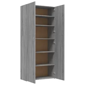 Berkfield Shoe Cabinet Grey Sonoma 80x35.5x180 cm Engineered Wood