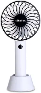 Schallen Mini Portable Travel Hand Held Fan Battery Powered USB Rechargeable Lightweight Handheld Electric Charging Fan- White