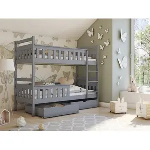 Clemmer Single (3 ') Bunk Bed with Drawers Grey