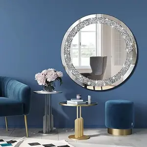 Round Crushed Jewel Wall Mirror