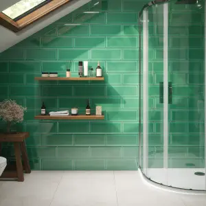 Johnson Tiles Bevel Thyme Gloss Ceramic Wall Tile Sample