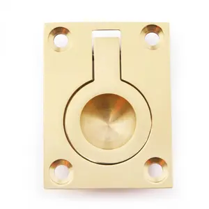 AFIT Polished Brass Flush Ring Cabinet Door Pull 50 x 38mm