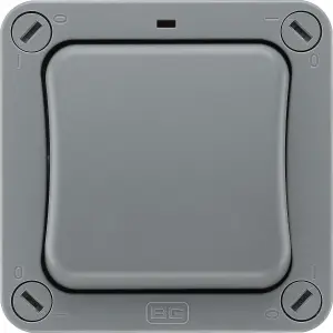 BG 20A Grey 1 gang Outdoor Weatherproof switch with LED indicator