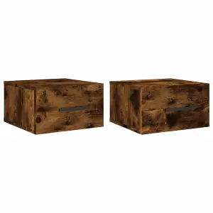 Berkfield Wall-mounted Bedside Cabinets 2 pcs Smoked Oak 35x35x20 cm