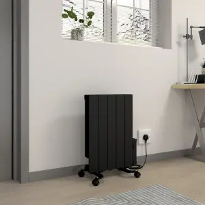 Right Radiators Electric Oil Filled Radiator WiFi Timer Portable Wall Mounted Thermostat Heater Black 900W