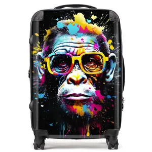 Coloured Splashart Monkey Face Suitcase - Medium