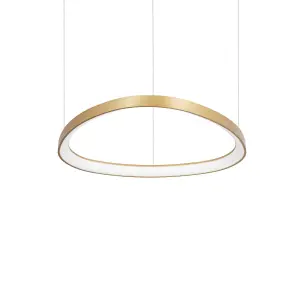 Ideal Lux Gemini 61cm DALI Integrated LED Pendant Ceiling Light Brass 6600Lm 3000K