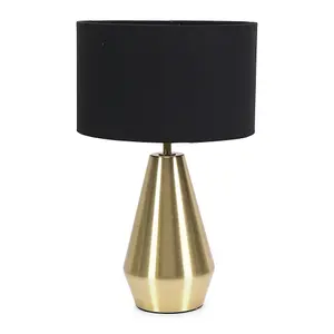 ValueLights Jax Gold Metal Touch Dimmer Table Lamp with Black Drum Shade