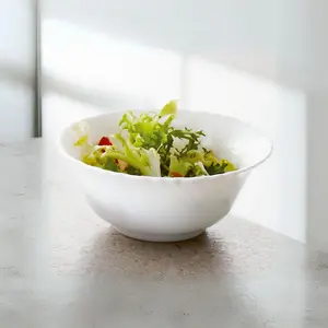 URBNLIVING 25cm Diameter White Opal Salad Bowl